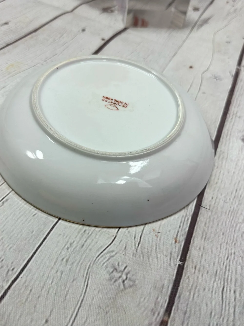 Vtg bowl Rust Red Rooster farmhouse rustic folk-art country cottage butterfly